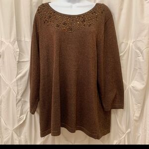 TanJay Shimmery‎ Beaded Bejewled Sweater